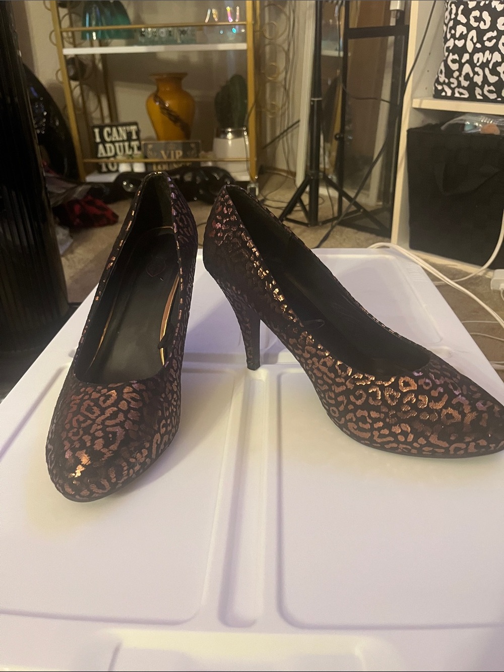 torrid Metallic Leopard Print Pumps - Black & Rose